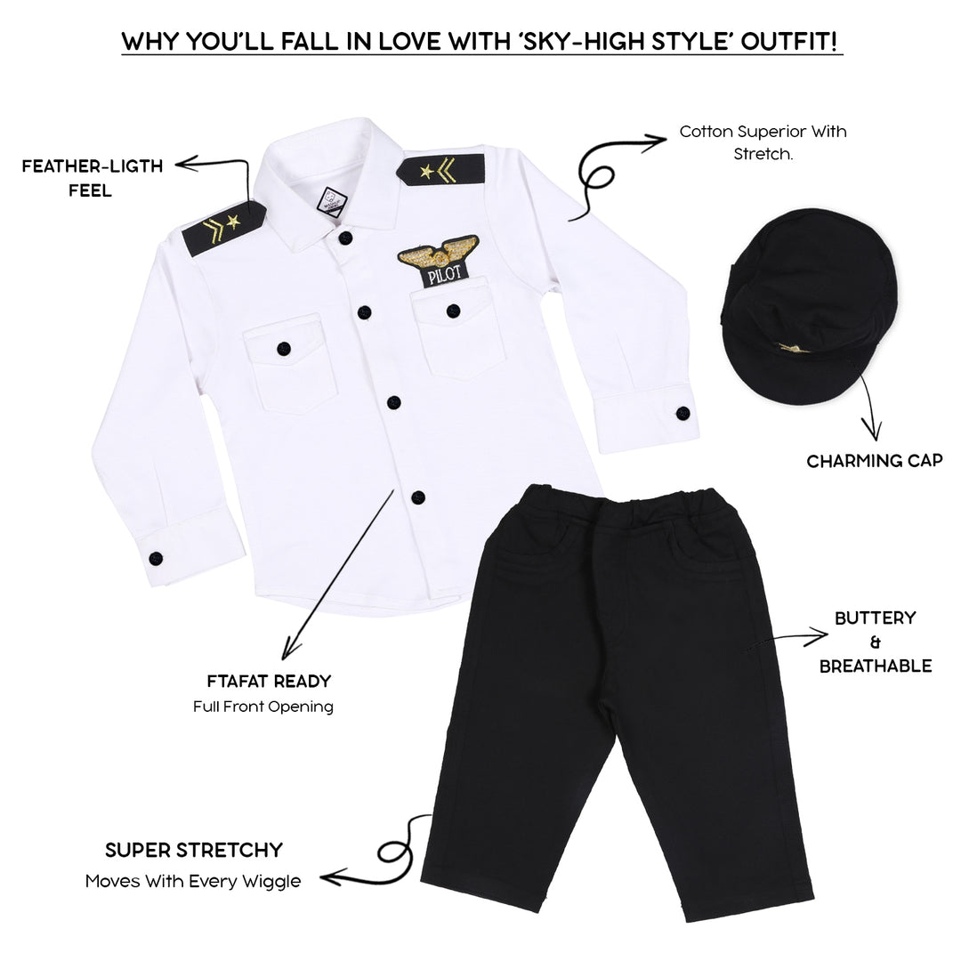 kids pilot outfit set details.