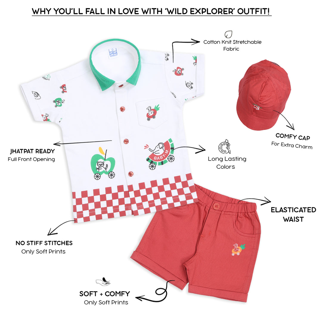 Wild Explorer: Jungle Shirt, Shorts, and Cap Adventure Set!