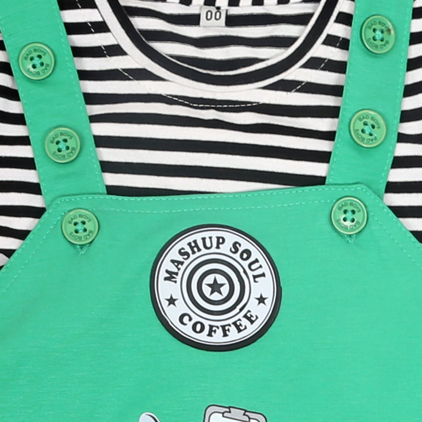 Baby Barista: Coffee-Inspired Dungaree, T-Shirt, and Cap Set!