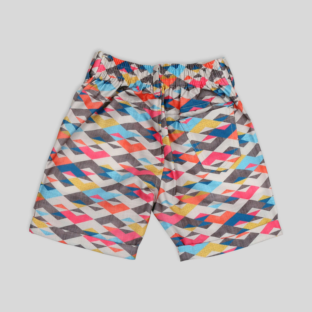 Splash of Fun: Colorful Print Superior Linen Co-ord Set for Little Explorers!