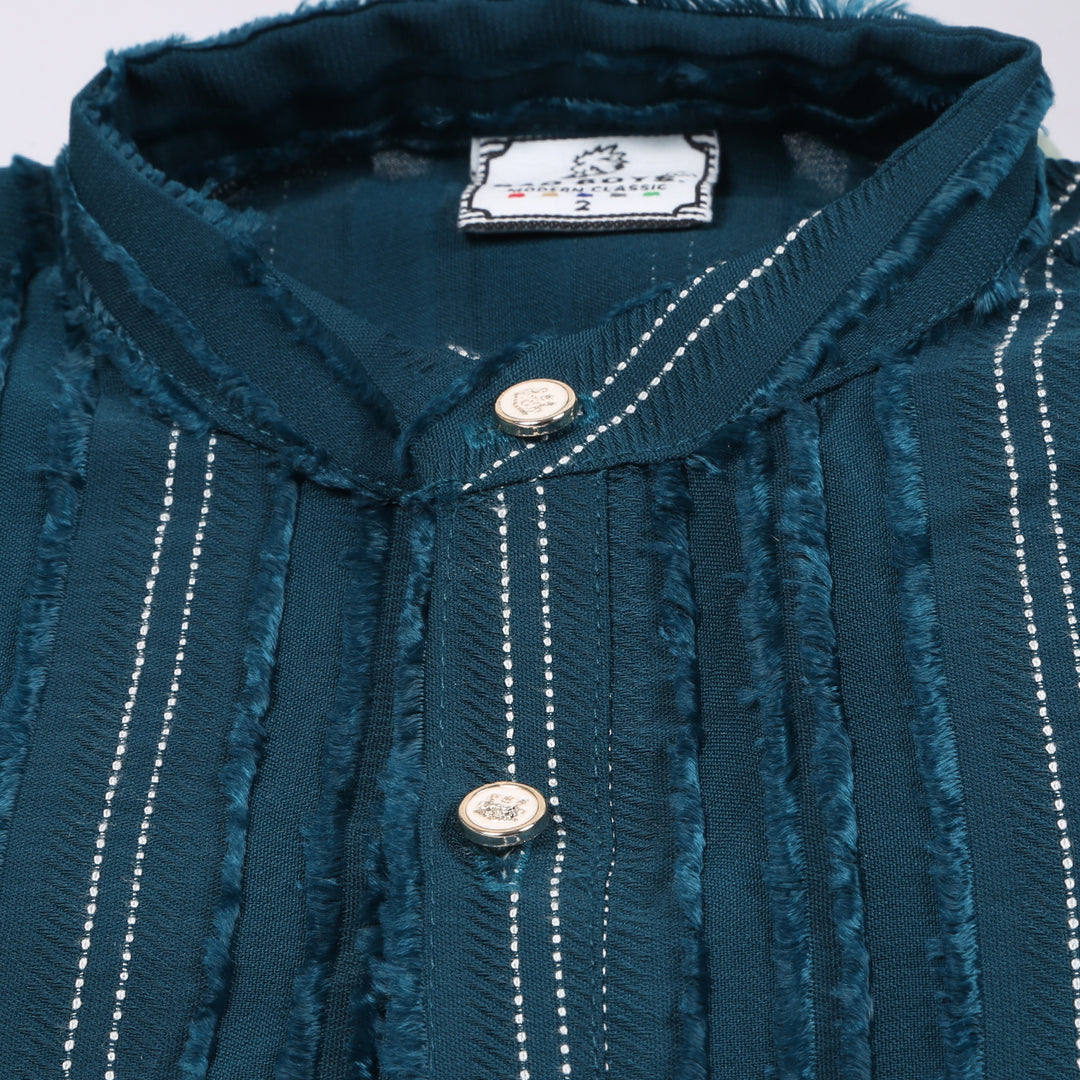 Sparkle & Snuggle: Stone-Fur Kurta Pajama for Little Royals