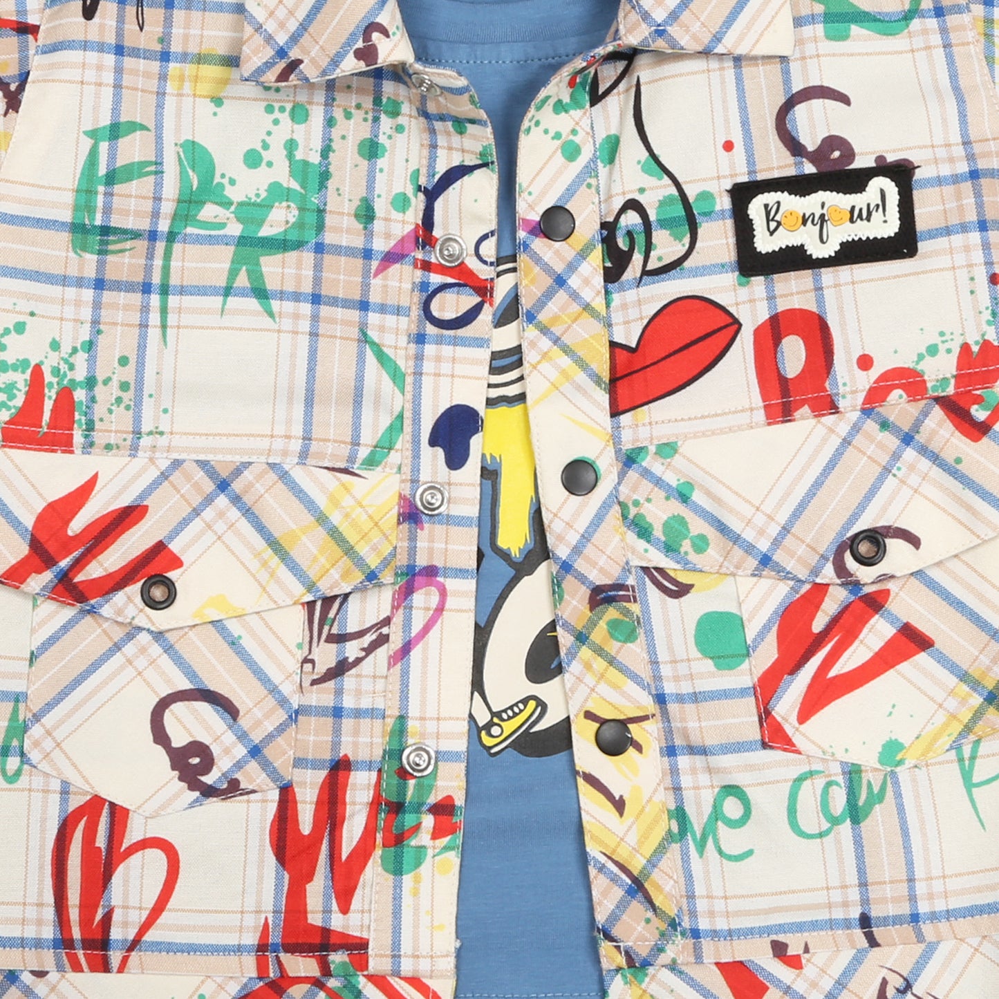 "Printed Jacket, Playful Tee & Joggers: Boys’ Casual Style Upgrade"