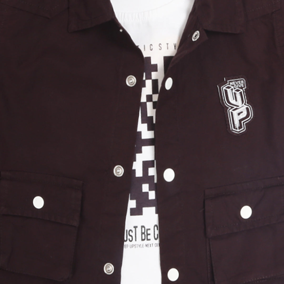 Trendy Jacket, Printed Tee & Joggers: Perfect Casual Outfit for Boys