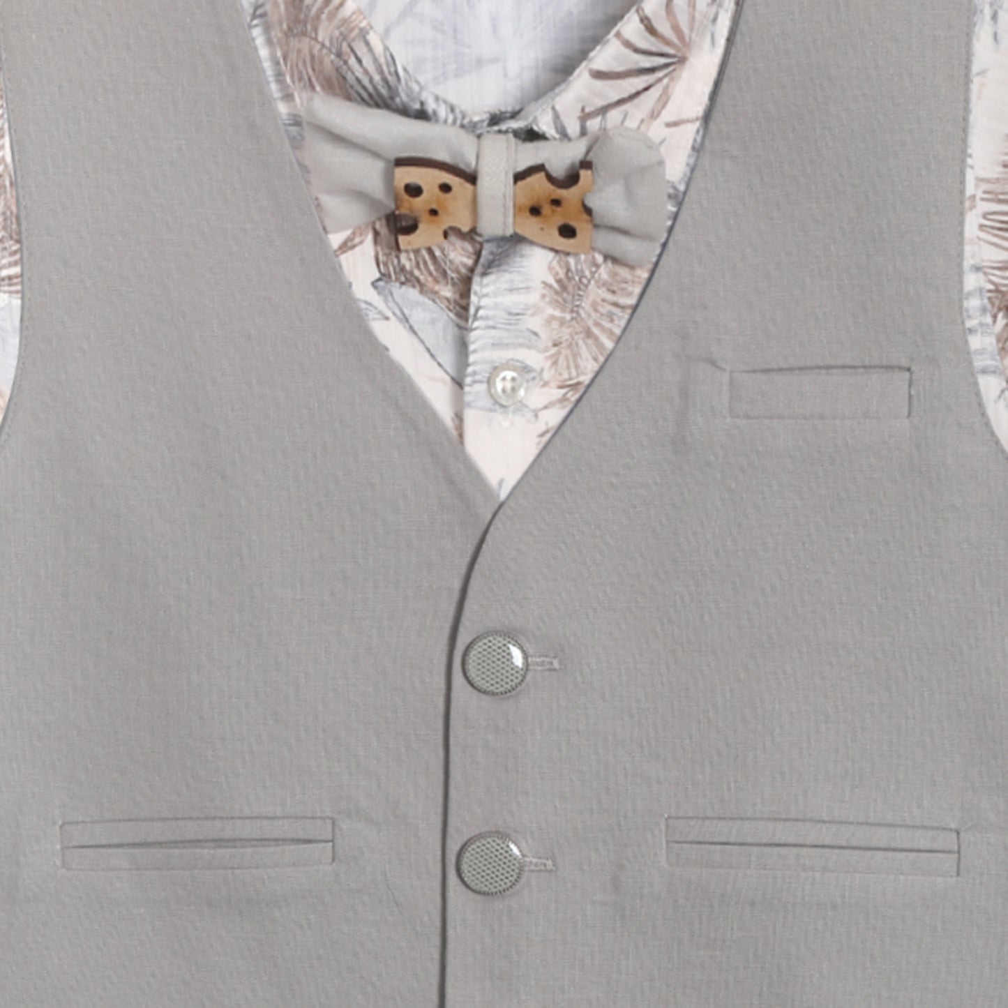 Little Party Prince Set with Printed Shirt Waistcoat Bow