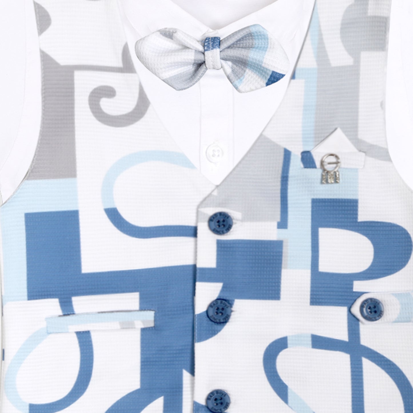 Tiny Trendsetter Party Set with Printed Waistcoat Charm Bow