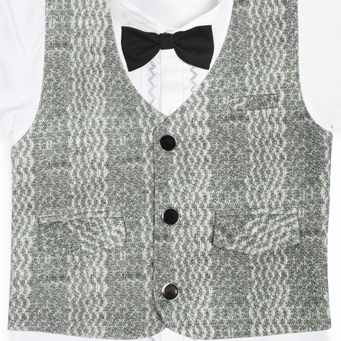 Dapper Shirt, Textured Waistcoat And Bow Set For Party Stars