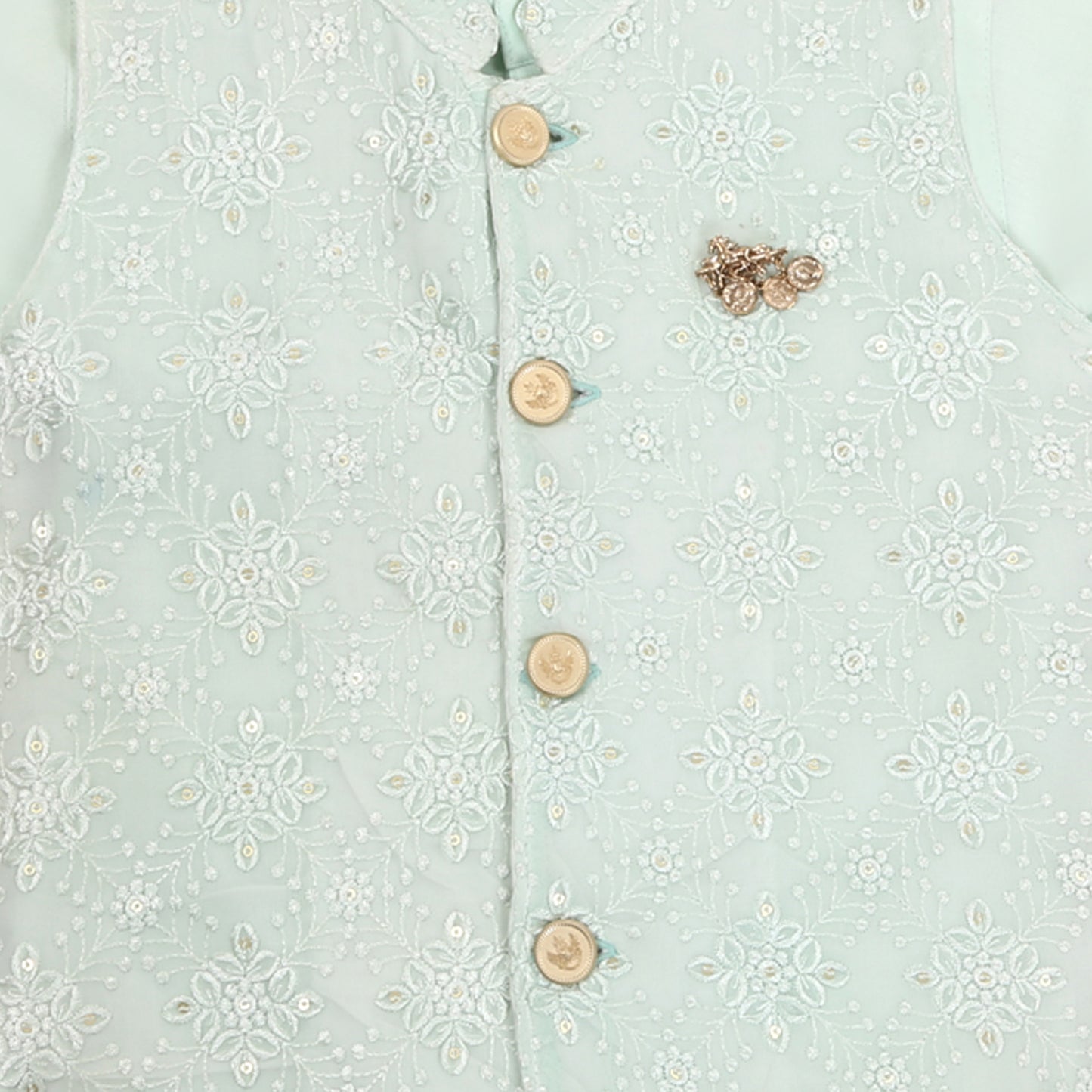 Tiny Trendsetter: Embellished Jacket Kurta Set for Little Royals