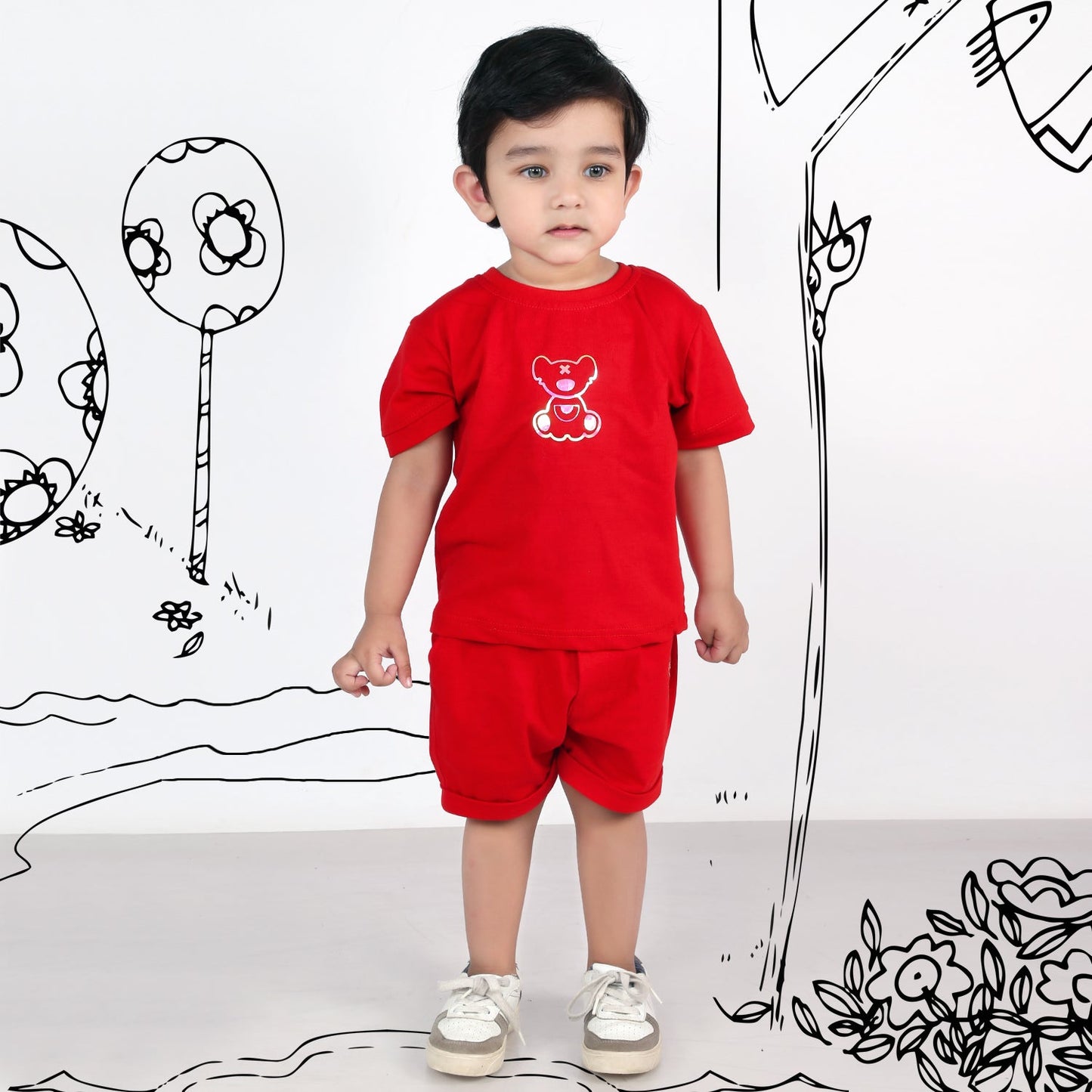 Cuddle Up in Style with our Teddy Bear T-Shirt Set!