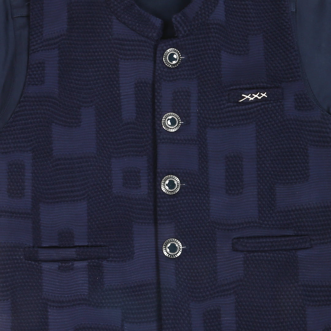 Dapper Delight: Textured Waistcoat Shirt Pant Set for Celebrations