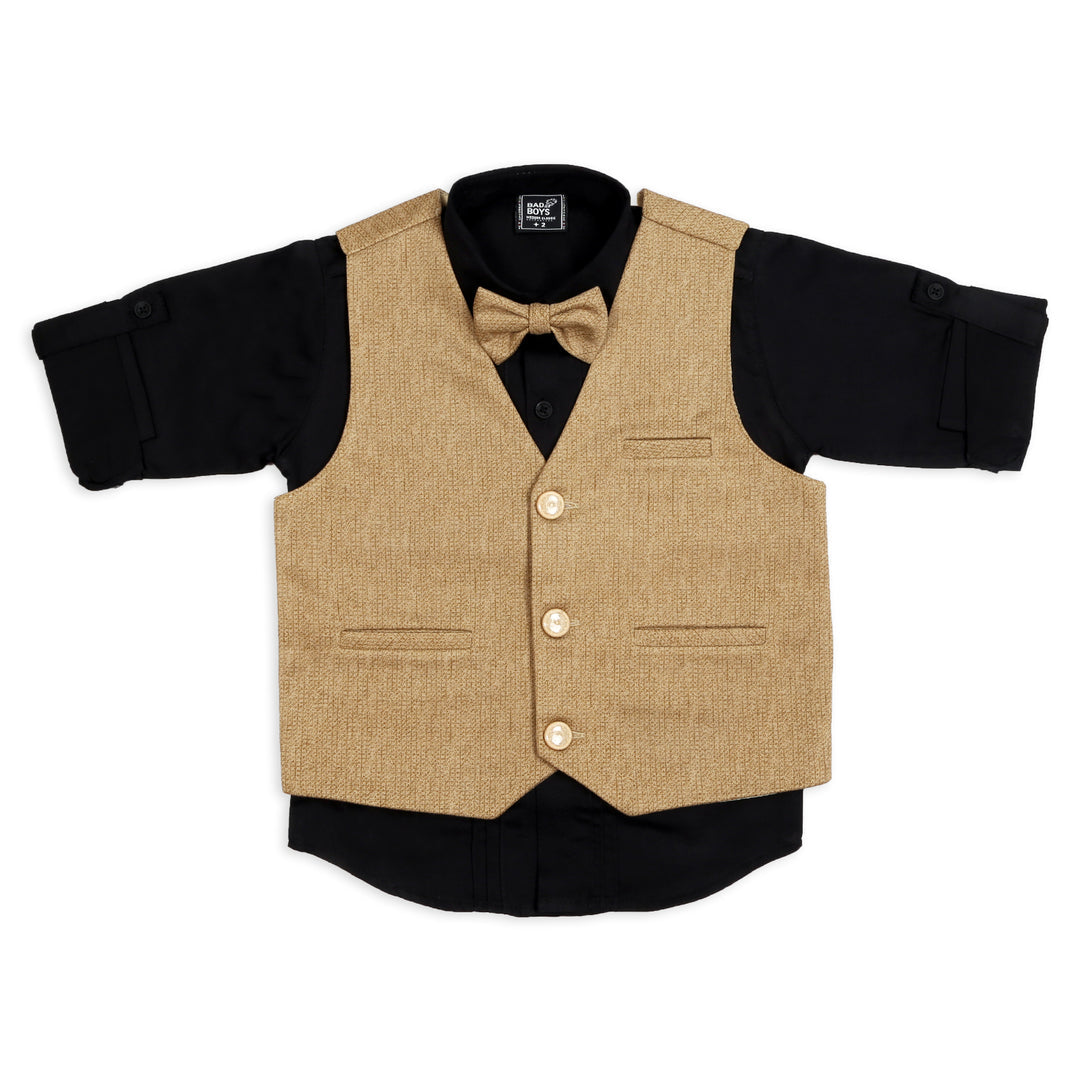 Little Gentleman: Waistcoat, Shirt, Pants, and Bow Tie Set!