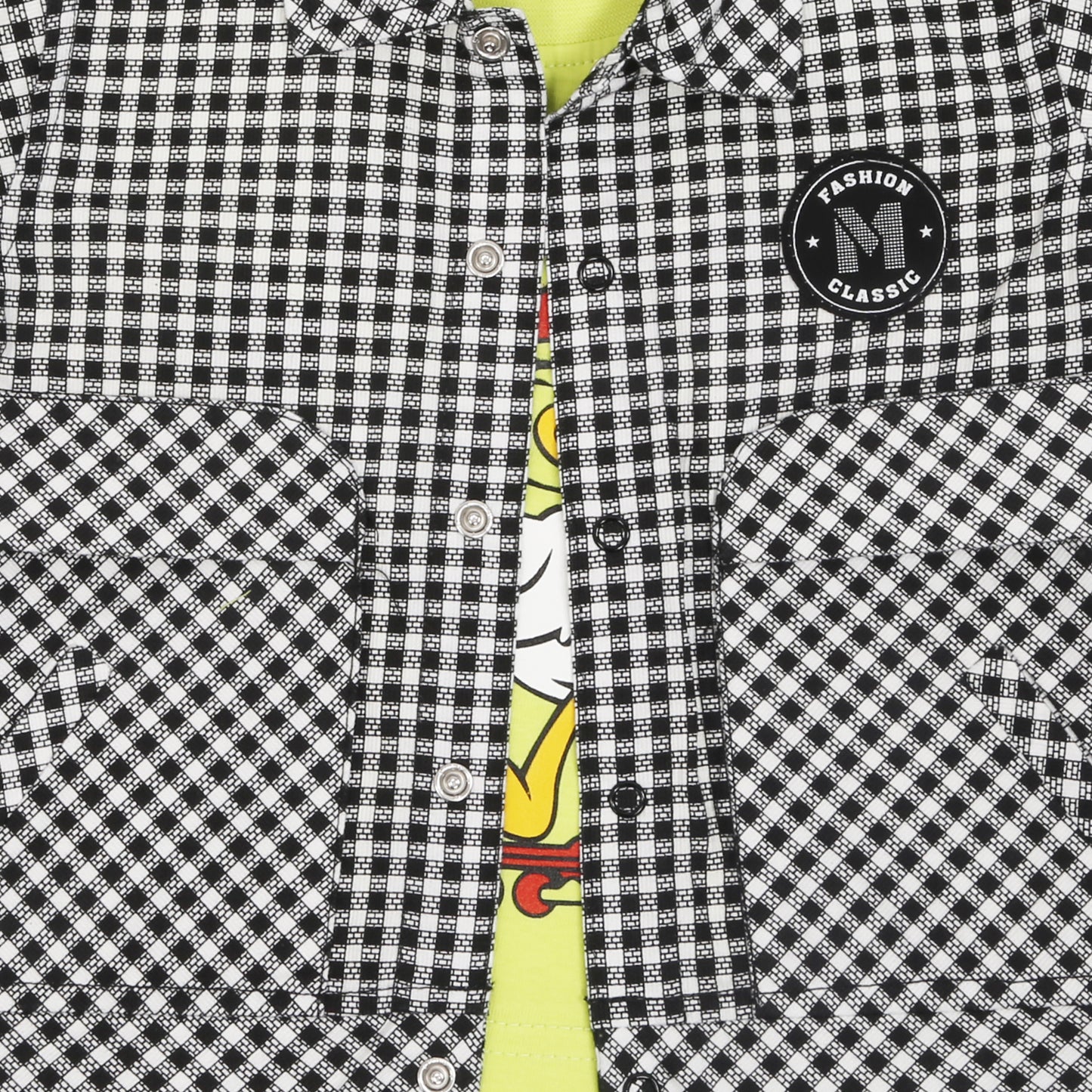 "Charming Checks Jacket, Printed Tee & Pants: Casual Style Star"