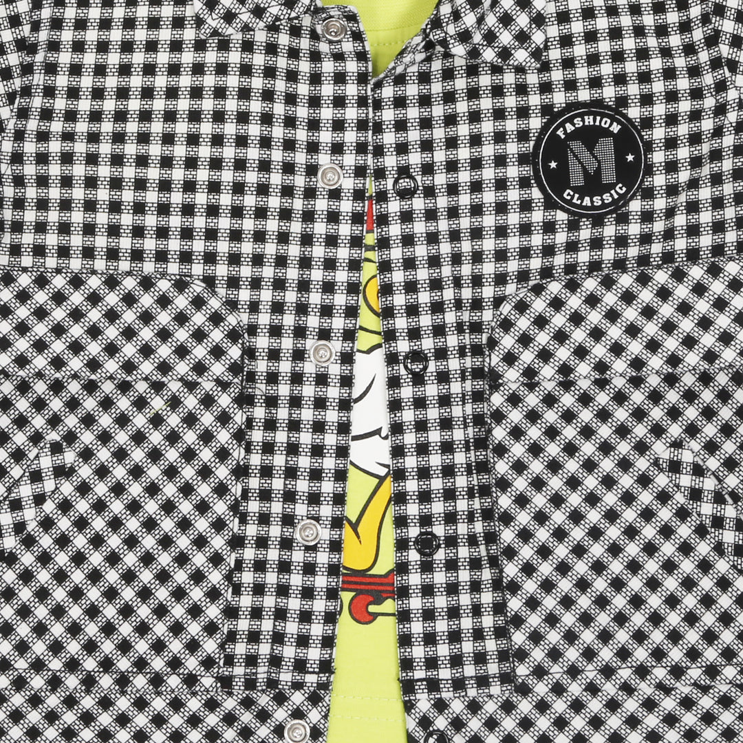"Charming Checks Jacket, Printed Tee & Pants: Casual Style Star"