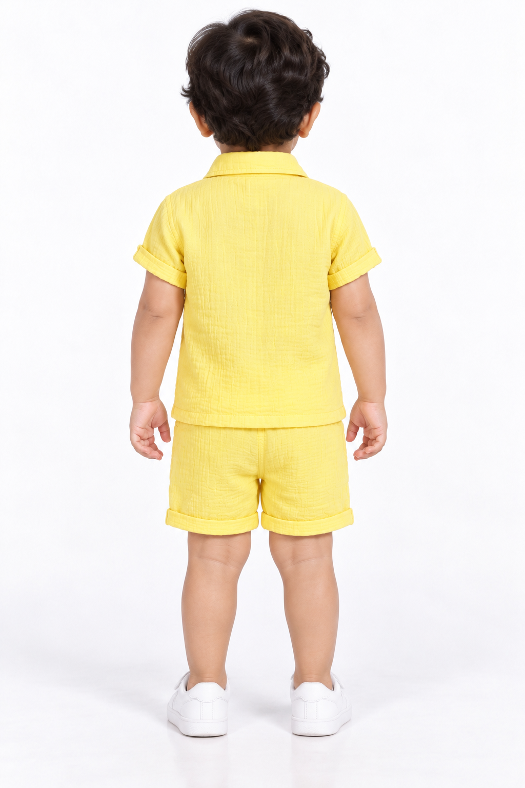Cotton Muslin Shorts Co-Ord Set for Boys - Yellow