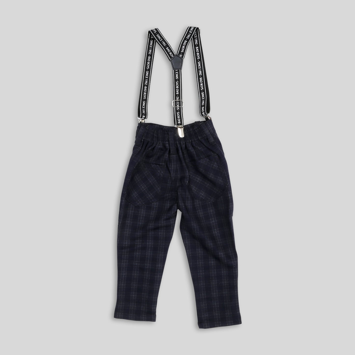 Bad Boys Plaid Party Wear Outfit with Suspenders and a Bow tie.