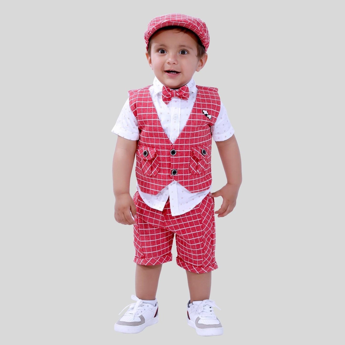 Tiny Trendsetters: Shirt, Shorts, Bow, Suspender, Cap - Party Pizzazz!