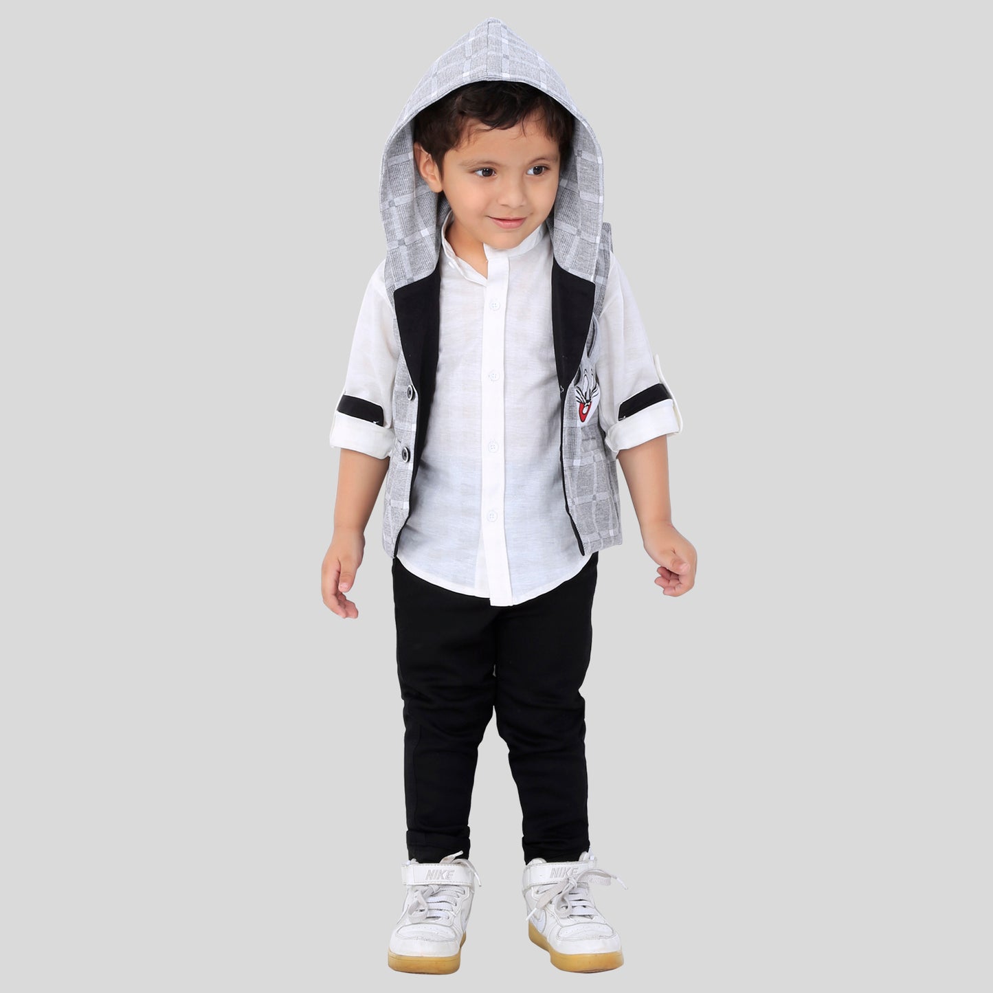 Triple Threat Style: Shirt, Hoodie Jacket, Jeans - Casual Party Power!