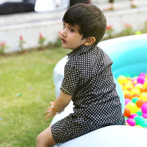 Royalty monogram print Shirt & shorts cordinate set.