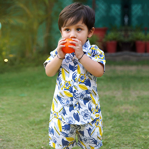 Aloha Adventure- Tropical Print Shirt and Shorts Cordinate set