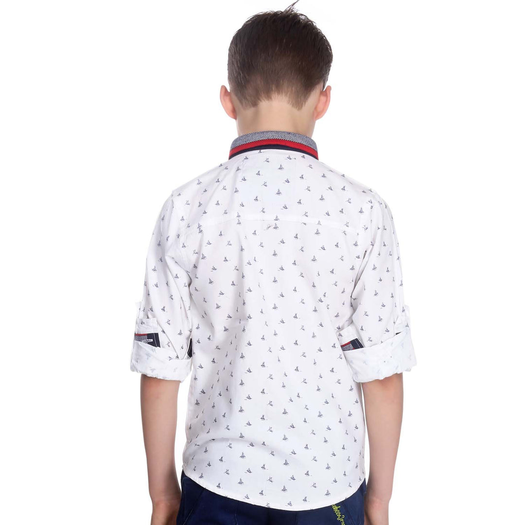 MashUp Print Mania - white yacht print shirt - mashup boys