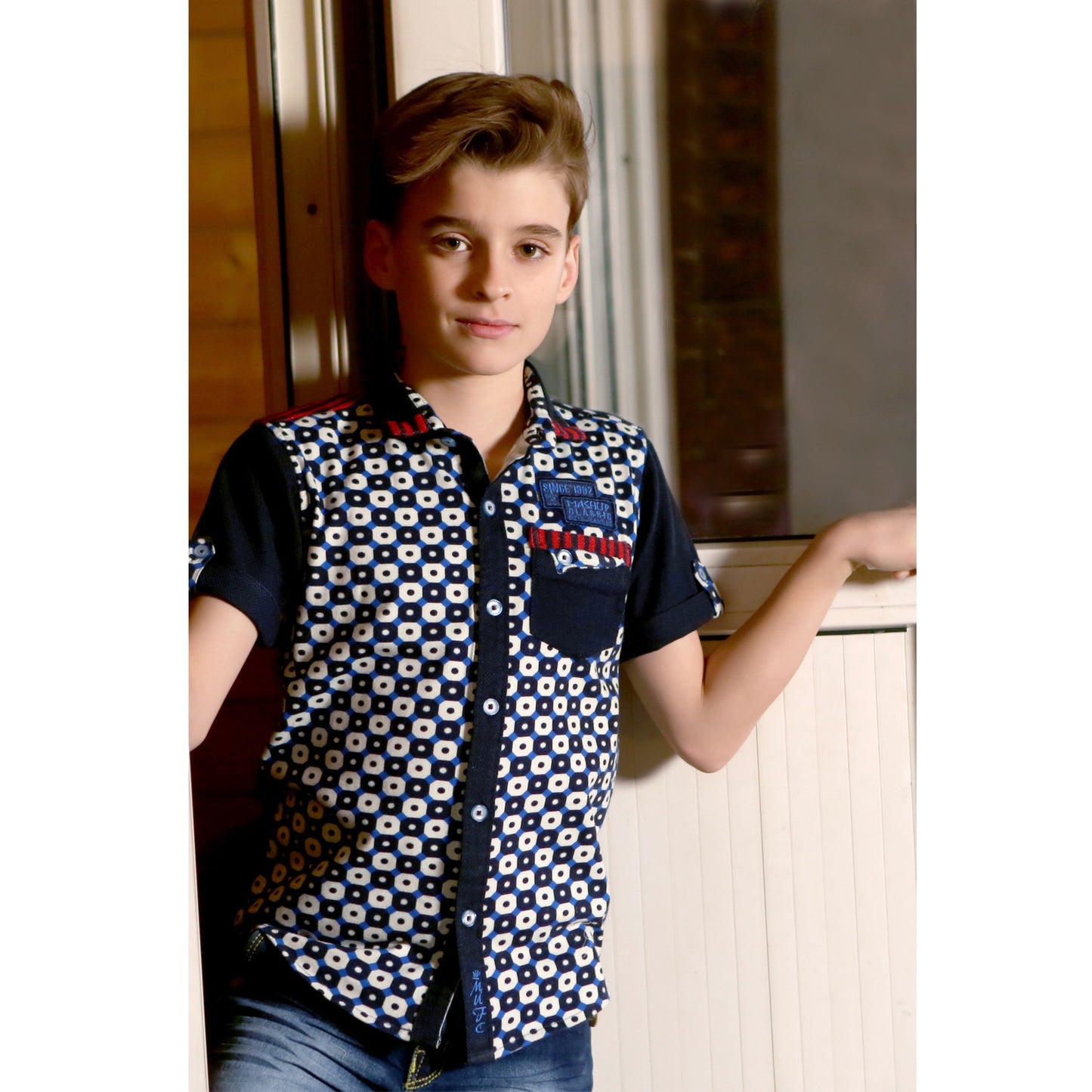 MashUp Geometric Print Navy shirt - mashup boys