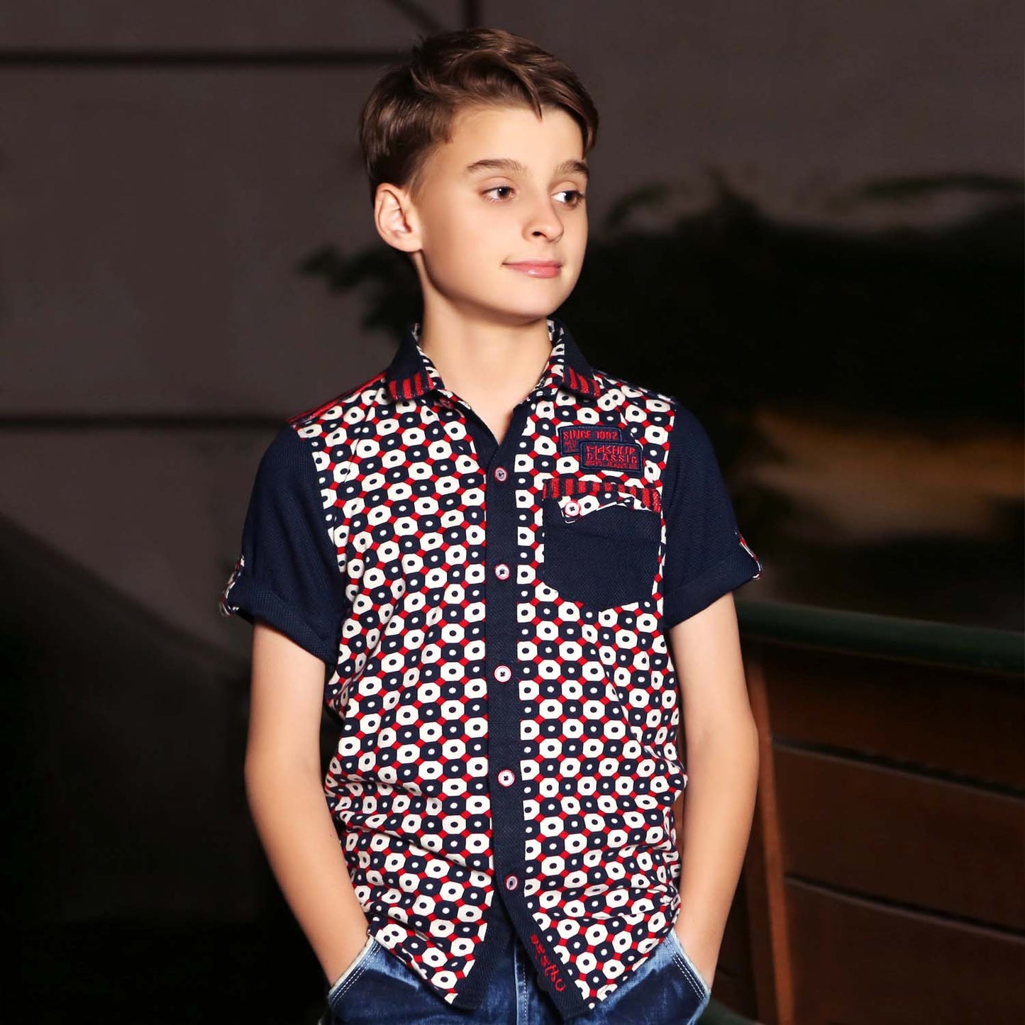 MashUp Geometric Print Red shirt - mashup boys