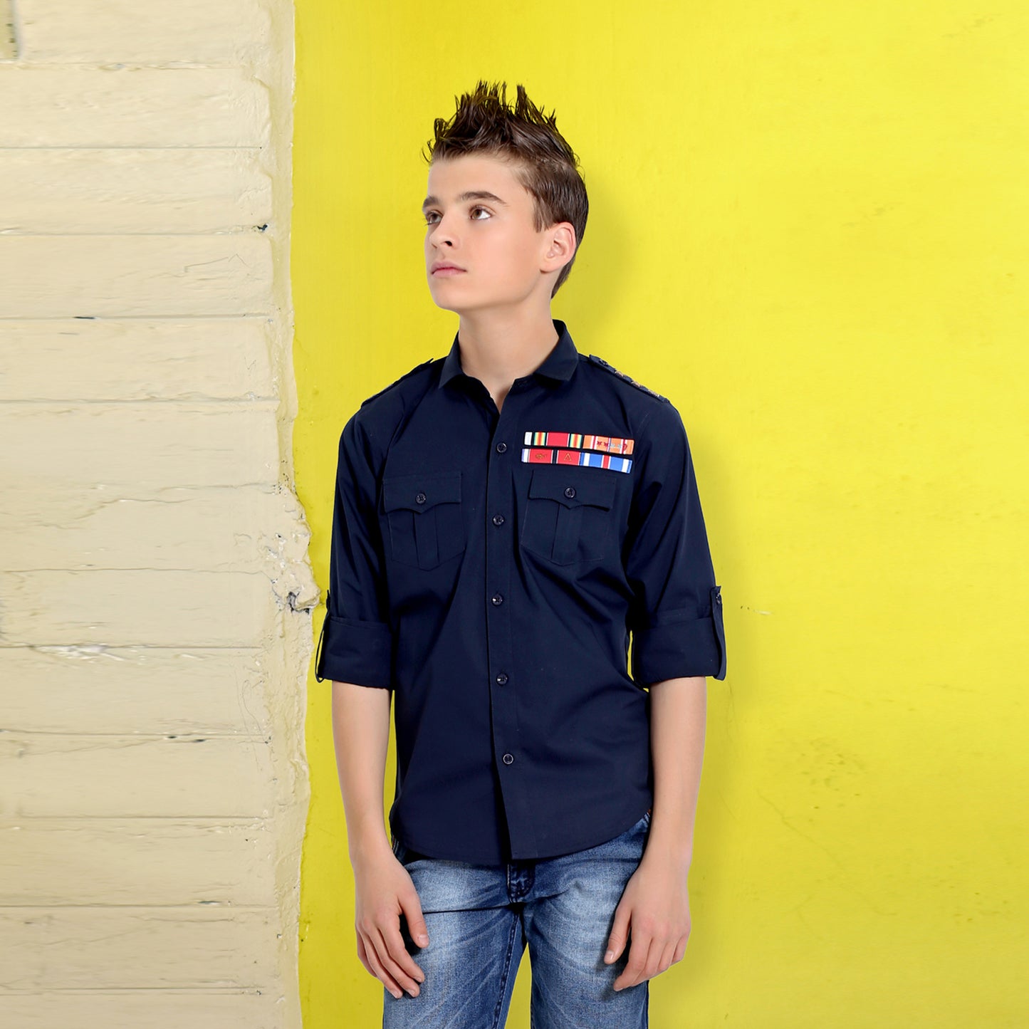 Mashup Designer Navy Blue Shirt - mashup boys