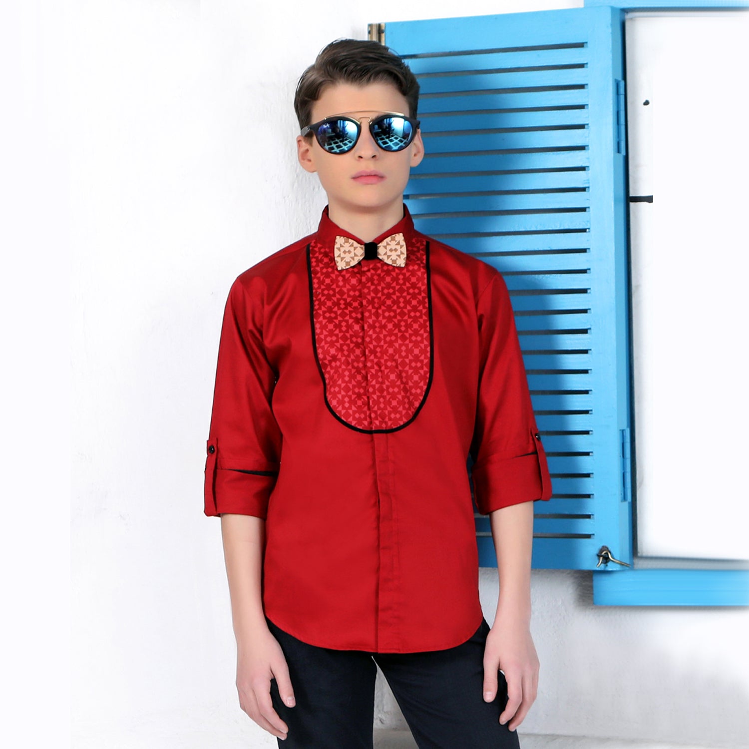 Mashup Splicing Collar Long sleeve Party Shirt