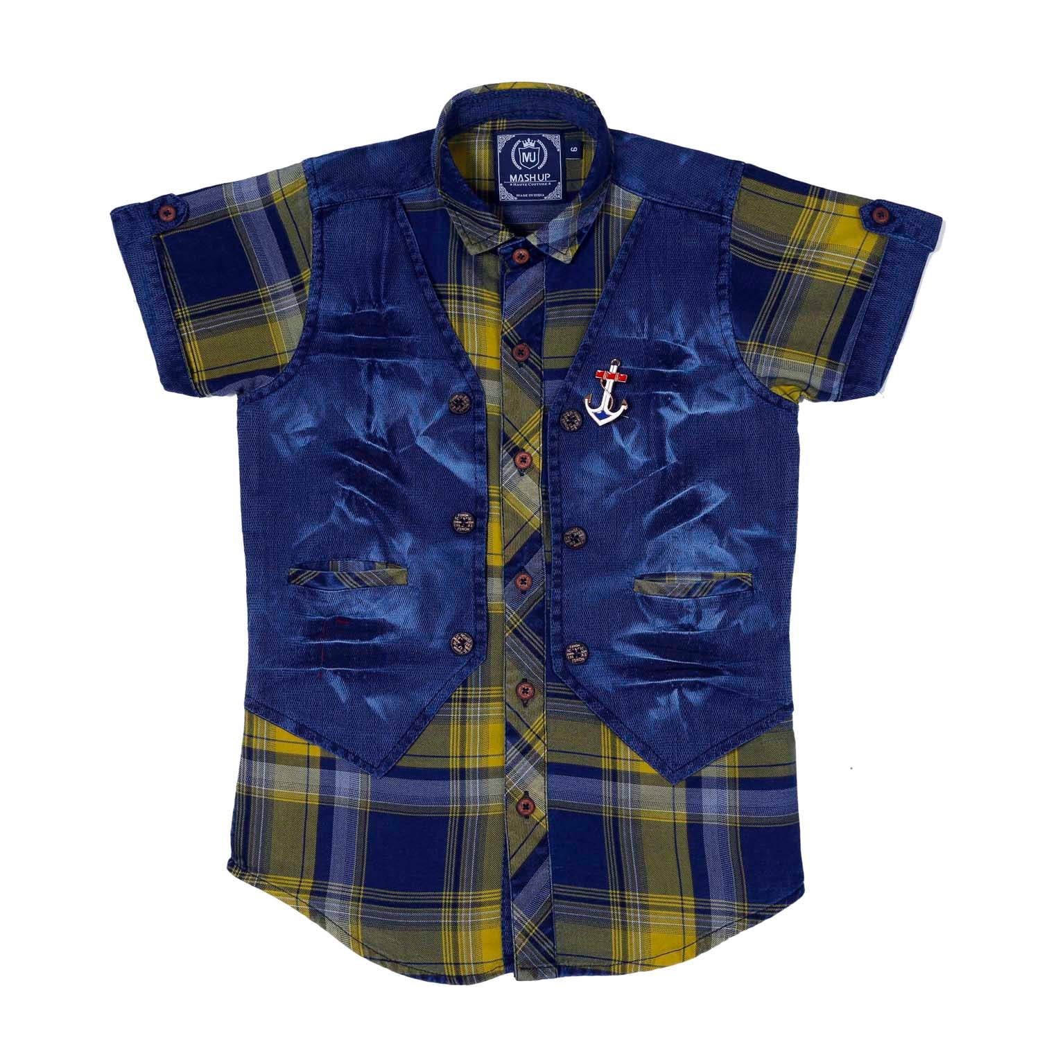 Mashup Denim Checks Casual Shirt