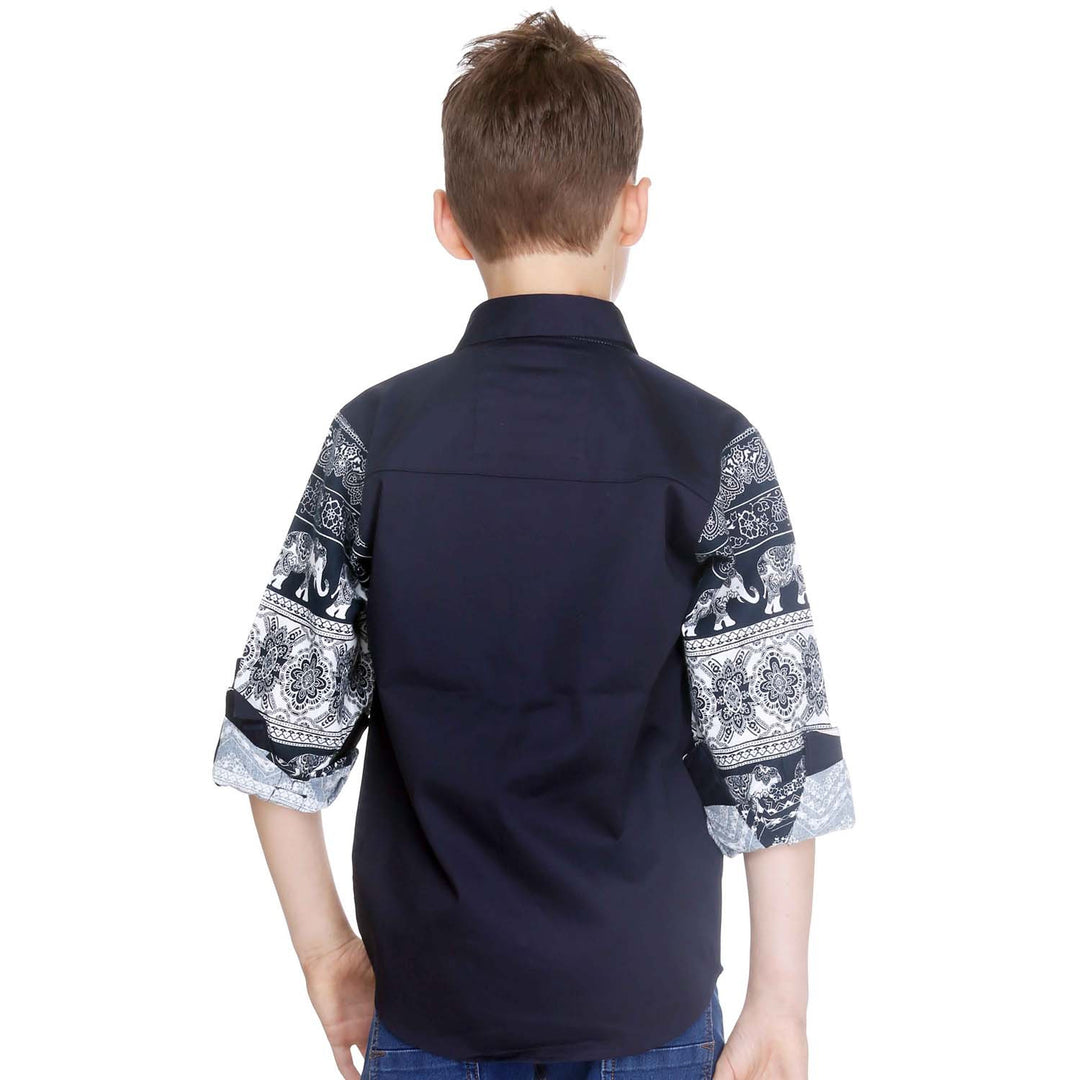 MashUp Fusion Print Navy Blue Shirt - mashup boys