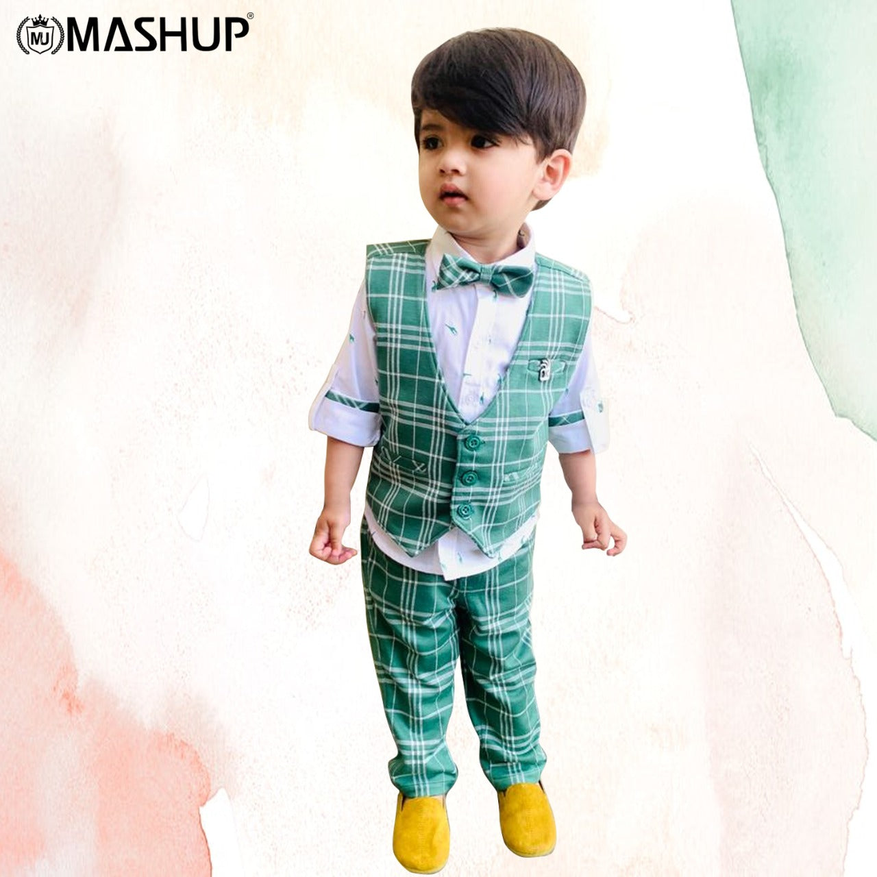 Check-Mate Fun: Shirt, Checked Waistcoat, Pant, Bow Mini Party!