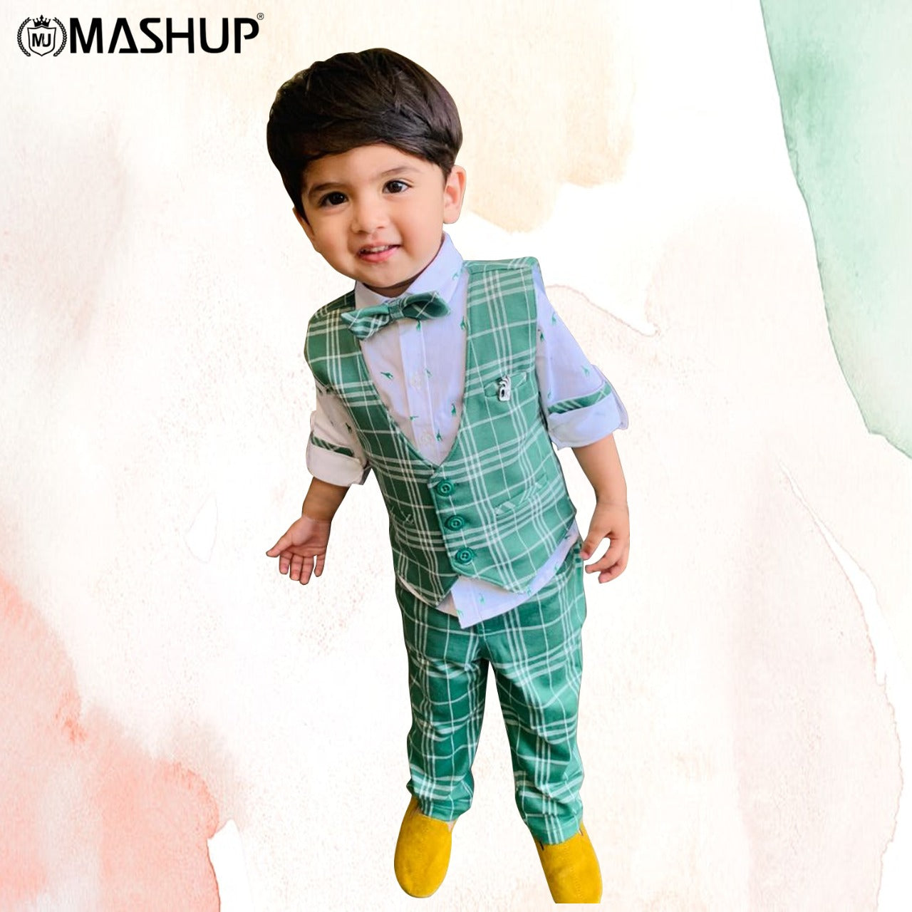 Check-Mate Fun: Shirt, Checked Waistcoat, Pant, Bow - Mini Party!