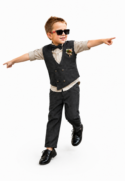 Tiny Dapper Dude! Printed Shirt, Waistcoat, Pant, Bow, Brooch Marvel.