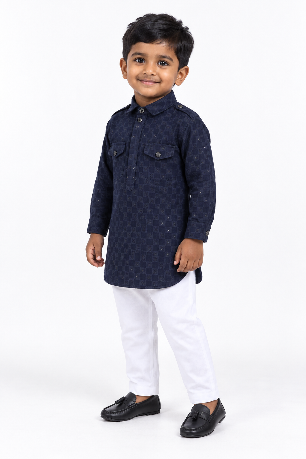 Shimmering Sequins: Little Dudes' Festive Bling - Kurta + Pajama!