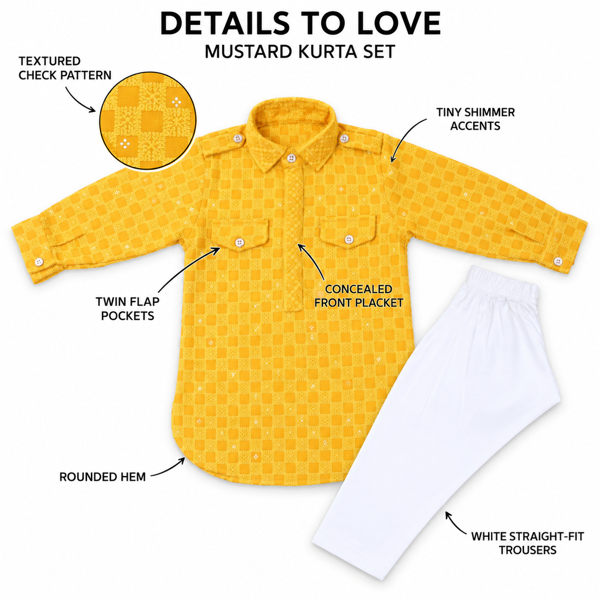 Shimmering Sequins: Little Dudes' Festive Bling - Kurta + Pajama!