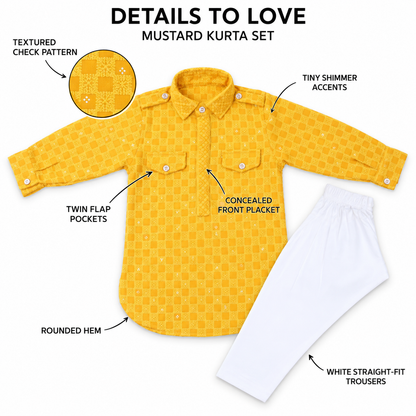Shimmering Sequins: Little Dudes' Festive Bling - Kurta + Pajama!