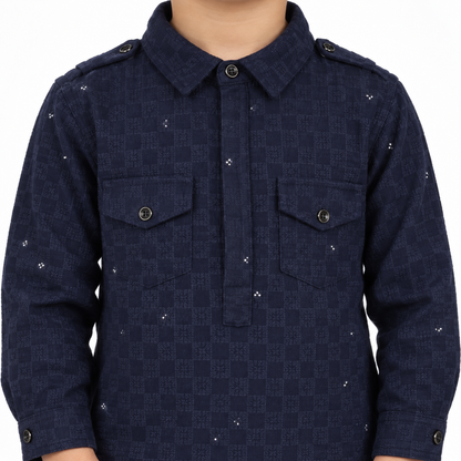 Shimmering Sequins: Little Dudes' Festive Bling - Kurta + Pajama!