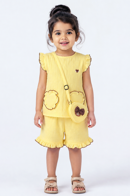 Ruffle Co-Ord Set with Sling Bag