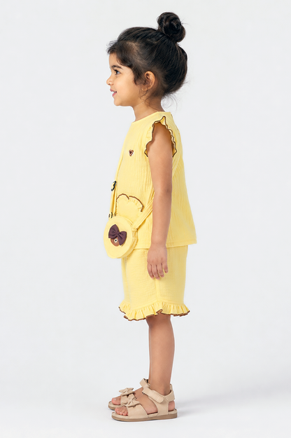 Ruffle Co-Ord Set with Sling Bag