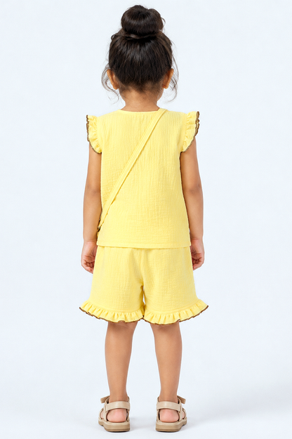Ruffle Co-Ord Set with Sling Bag