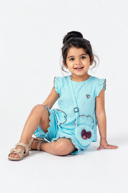 Ruffle Co-Ord Set with Sling Bag