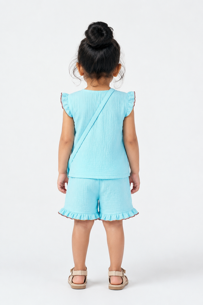 Ruffle Co-Ord Set with Sling Bag