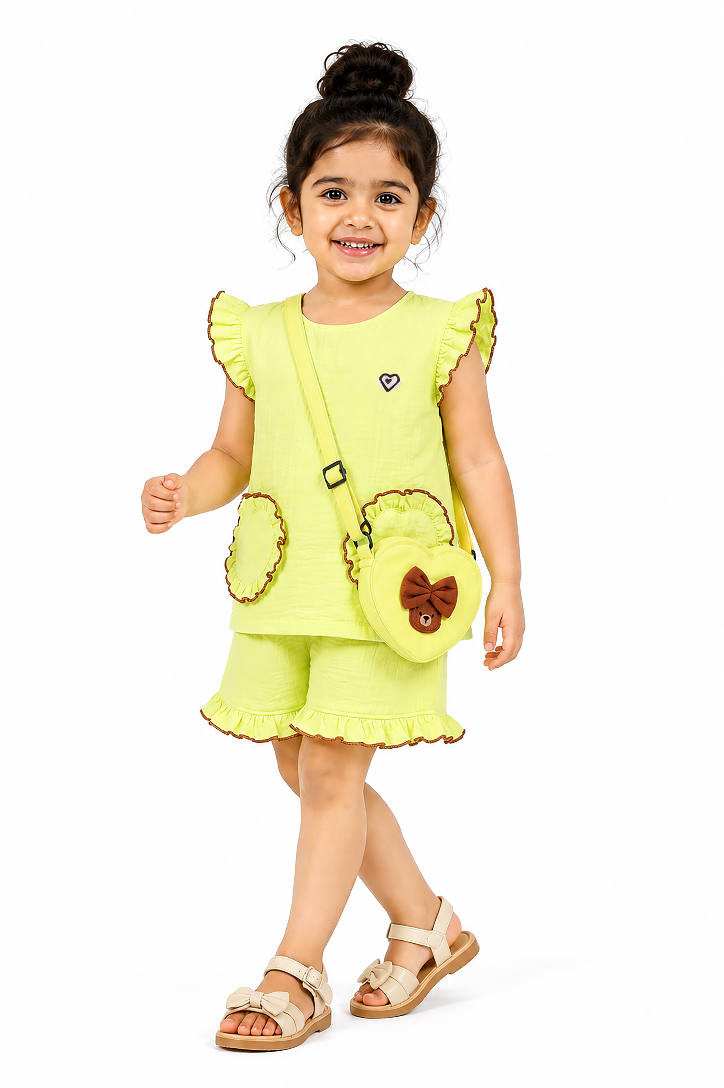 Ruffle Co-Ord Set with Sling Bag