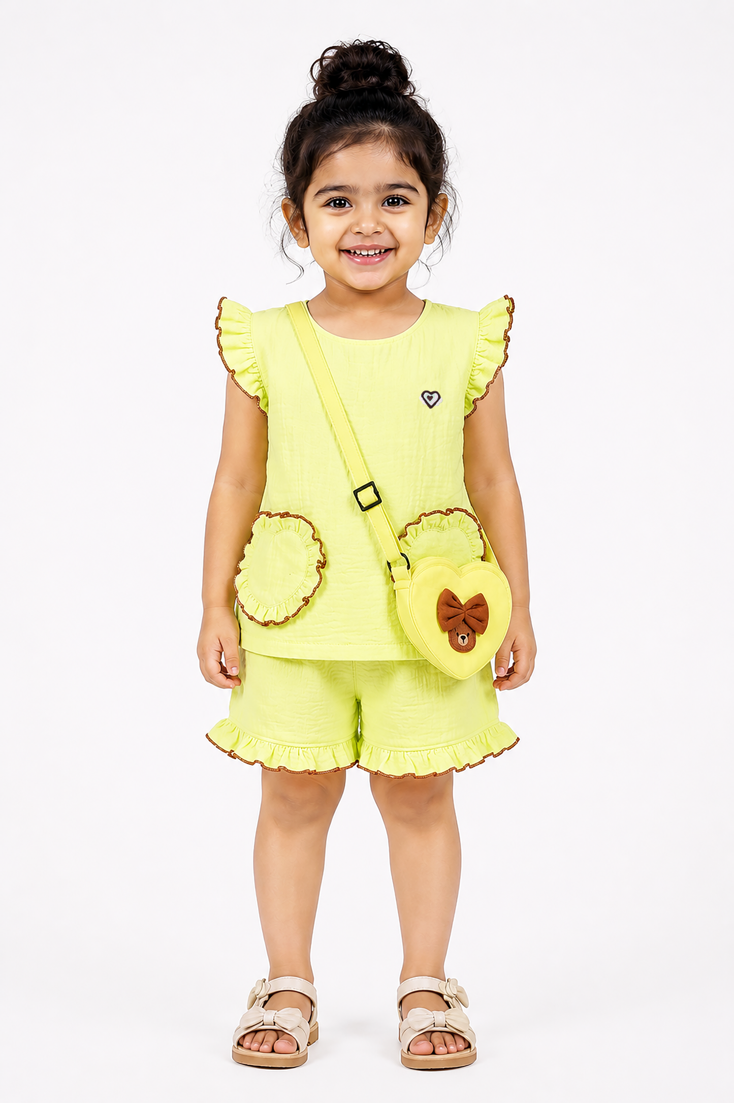 Ruffle Co-Ord Set with Sling Bag