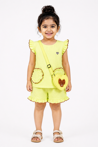 Ruffle Co-Ord Set with Sling Bag