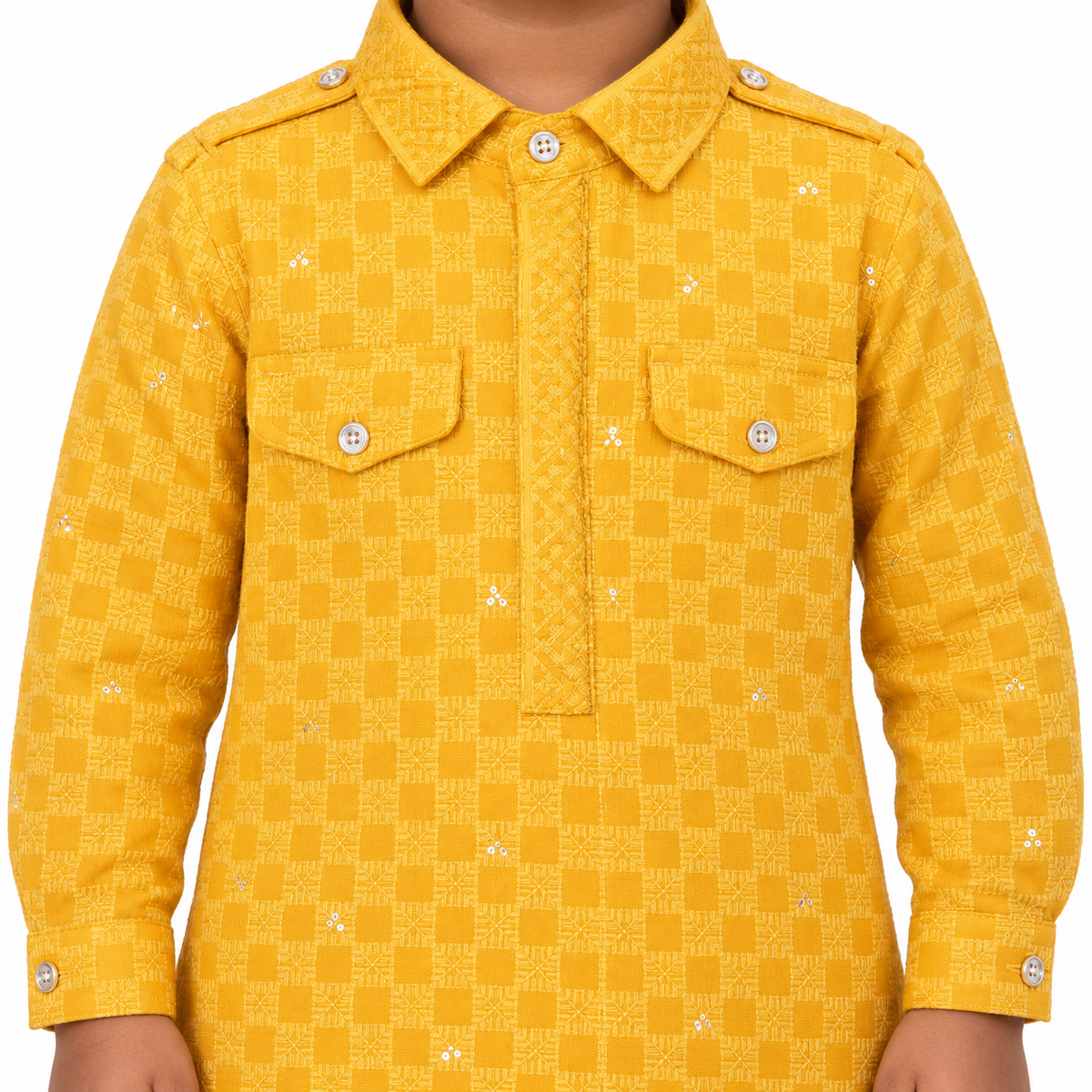 Shimmering Sequins: Little Dudes' Festive Bling - Kurta + Pajama!