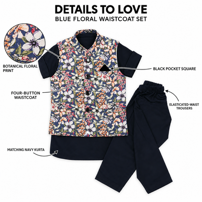 Totally Adorable Tot's Festive Fiesta: Printed Kurta + Waistcoat Fun!