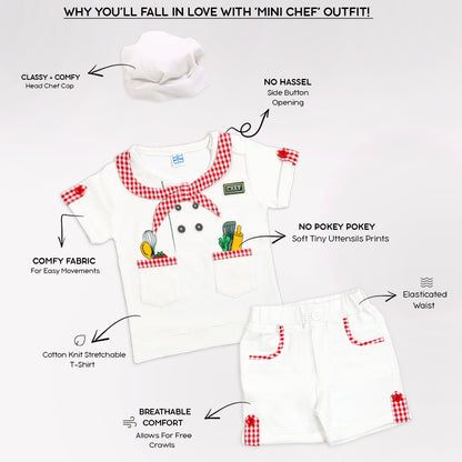 Mini Chef Magic: T-Shirt, Shorts, and Chef Cap Set!