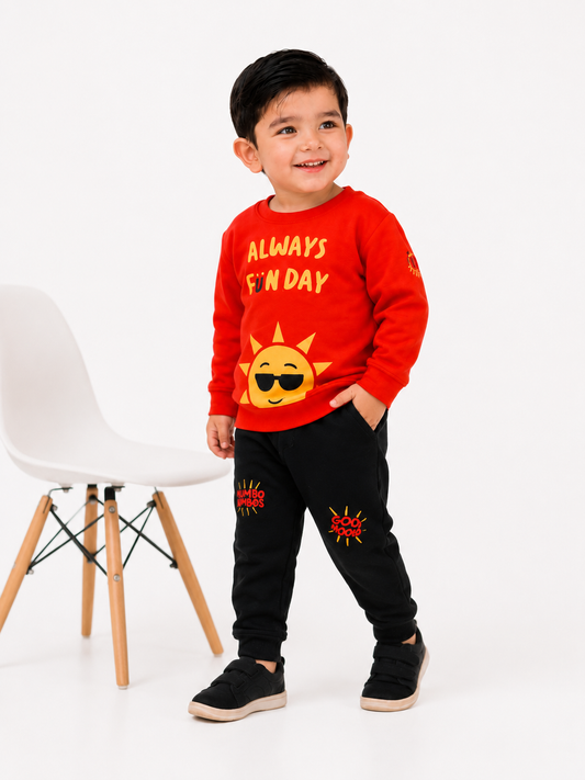 Cool & Comfy! Printed Full Sleeves T-Shirt & Jogger Set!