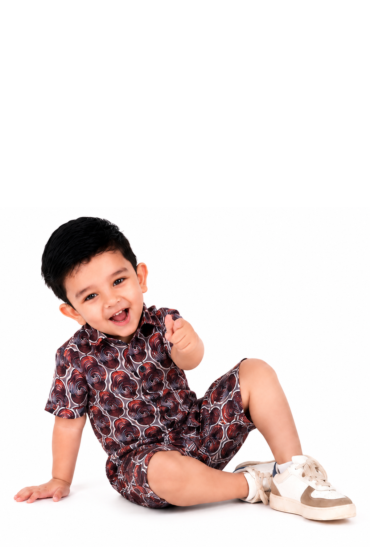 Royalty Brown Print Shirt and Shorts Superior Linen Co-ord Set for Boys!