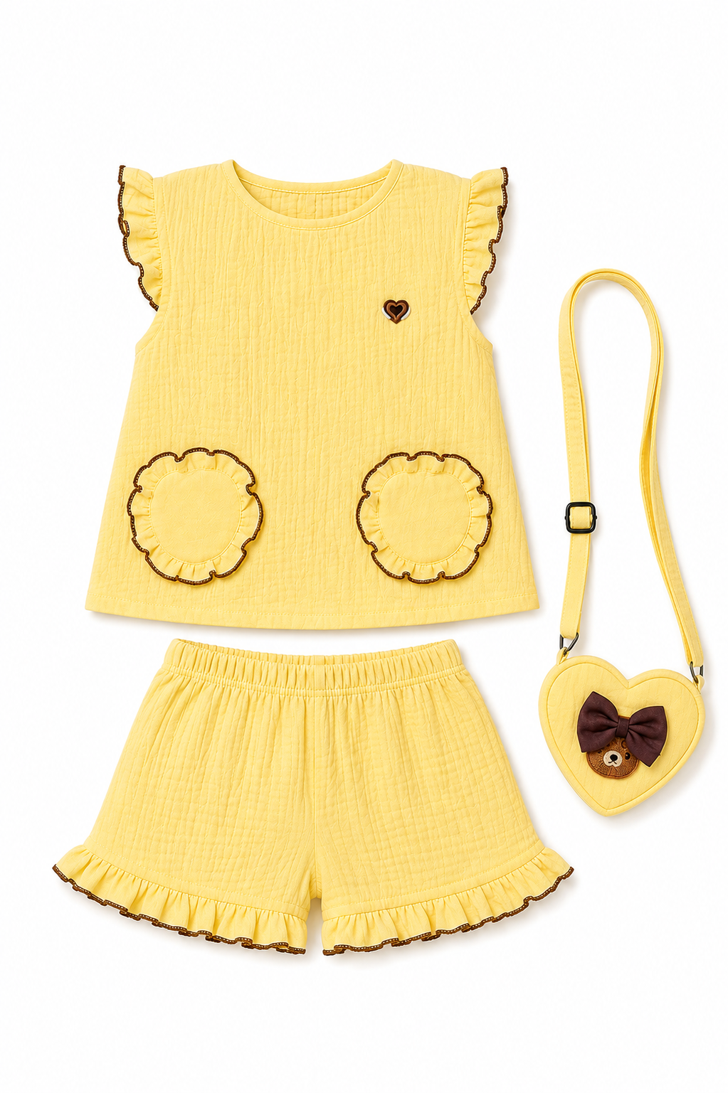 Ruffle Co-Ord Set with Sling Bag